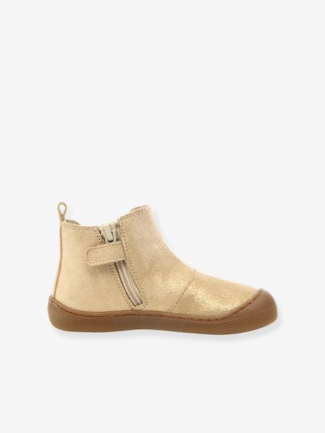 Barefoot Glitty Boots, NATURINO® brown+gold+taupe 