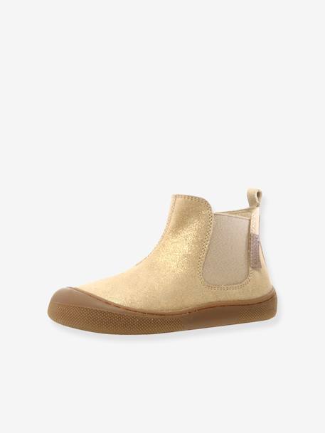 Barefoot Glitty Boots, NATURINO® brown+gold+taupe 