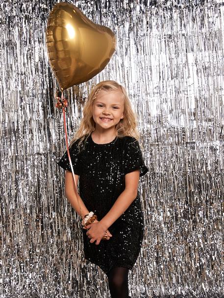 Girl's sequin Christmas dress, mother-daughter capsule black 