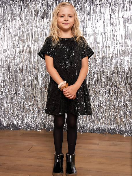 Girl's sequin Christmas dress, mother-daughter capsule black 