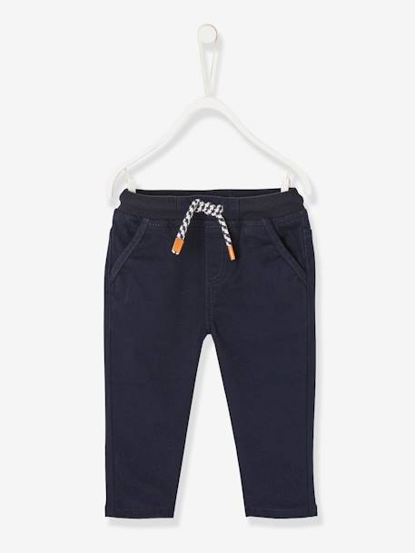 Lined Twill Trousers for Baby Boys BROWN MEDIUM SOLID+Dark Blue+GREEN MEDIUM SOLID+rose beige 