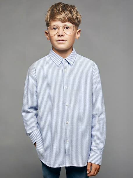 Striped Long-Sleeved Shirt for Boys, Jonen striped blue 