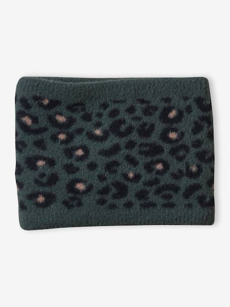 'Leopard' Beanie + Snood Set for Girls green 