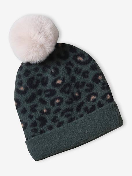 'Leopard' Beanie + Snood Set for Girls green 