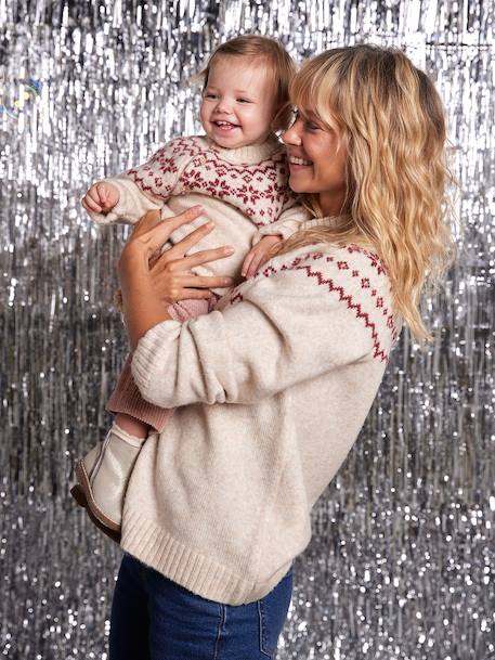 Baby Christmas jacquard jumper family capsule ecru 