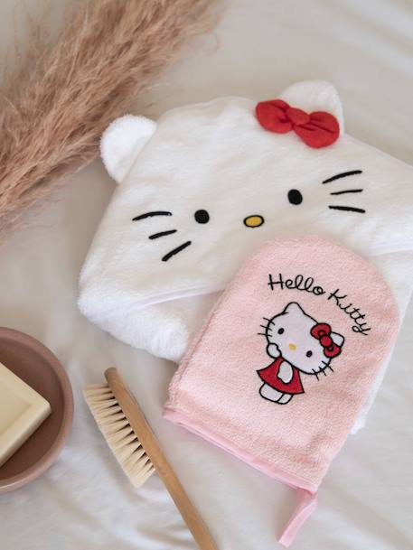 Bath Cape & Wash Mitt Gift Set, HELLO KITTY white 
