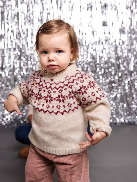 Baby Christmas jacquard jumper family capsule ecru 