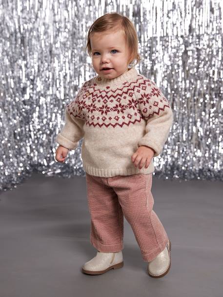 Baby Christmas jacquard jumper family capsule ecru 