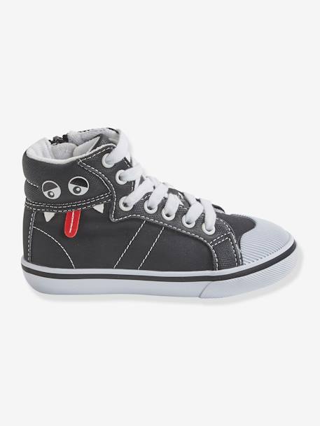 High Top Trainers for Boys, Designed for Autonomy BLACK DARK SOLID WITH DESIGN 