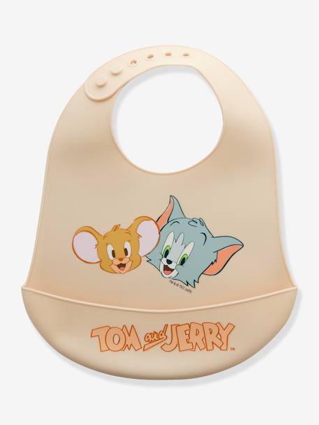 Tom and Jerry Silicone Bib for Babies, LOONEY TUNES beige 