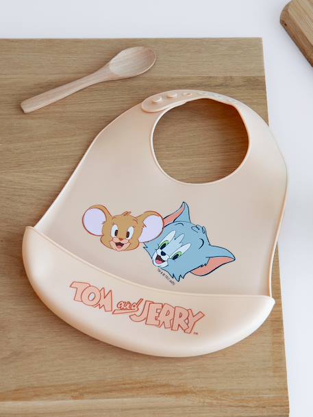 Tom and Jerry Silicone Bib for Babies, LOONEY TUNES beige 