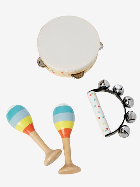 Set of Maracas, Tambourine, Tambourine with Rattles - FSC® Certified green+Multi+PINK MEDIUM SOLID WITH DESIG 