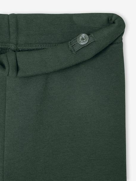 Girls' wide leggings lined with fleece knit emerald green+navy blue 