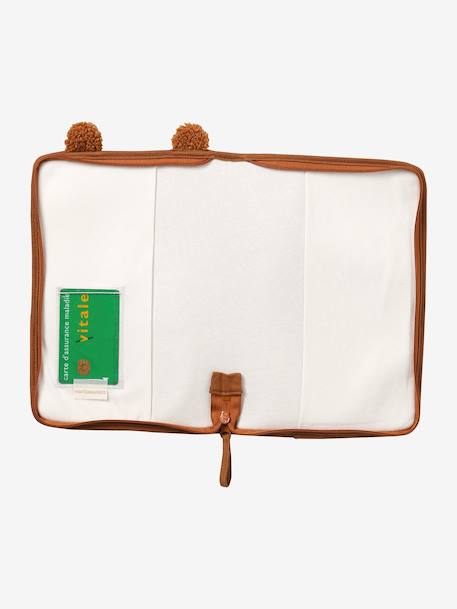 Medical Records Cover in Sherpa, Teddy Bear beige+pecan nut+printed pink 