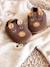 Elasticated, Soft Leather Slip-Ons for Babies printed brown+printed green+set brown 