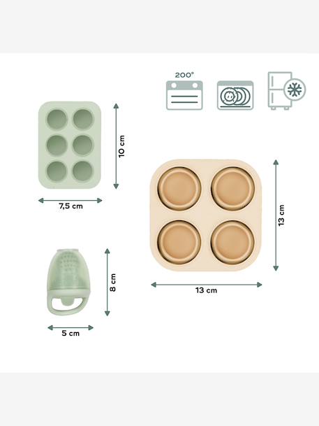 Set Containing Silicone Containers & Nibbler green 