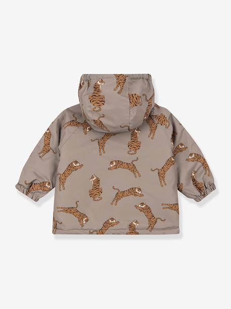 Heart print waterproof windcheater jacket Mismou KONGES SLOJD grey+rose 