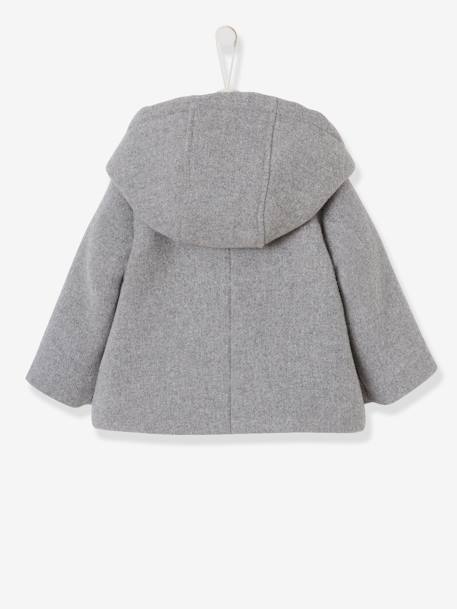 Fabric Coat with Hood, Lined & Padded, for Baby Girls Light Grey+Pink 