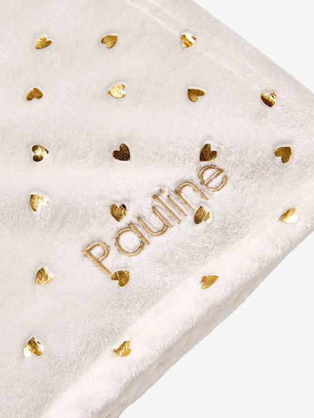 Children's Blanket with Gold Hearts Light Pink/Print+White 
