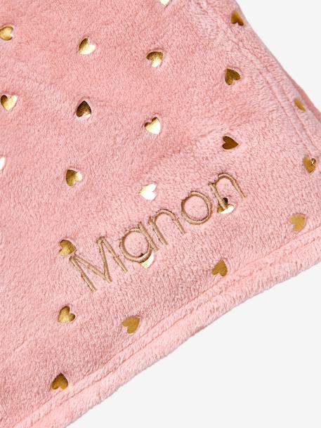 Children's Blanket with Gold Hearts Light Pink/Print+White 