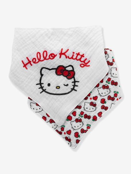Pack of 2 Hello Kitty baby bandana bibs in cotton gauze white 