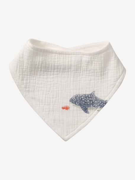 3 Bandana-Style Bibs in Cotton Gauze Brown+cappuccino+ecru+grey blue+Light Green+pale pink+printed beige+sage green+White/Print 