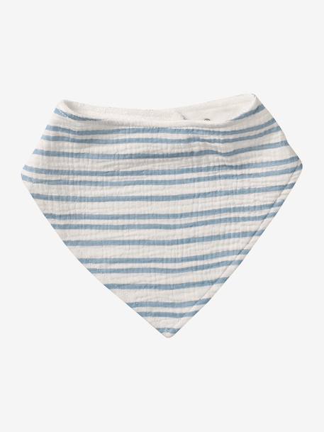 3 Bandana-Style Bibs in Cotton Gauze Brown+cappuccino+ecru+grey blue+Light Green+pale pink+printed beige+sage green+White/Print 