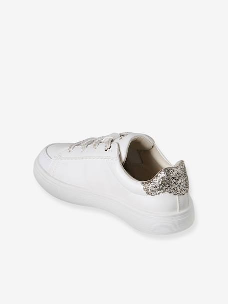 Synthetic Trainers with Laces, for Girls printed white 