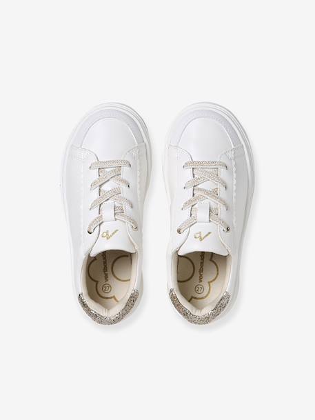 Synthetic Trainers with Laces, for Girls printed white 