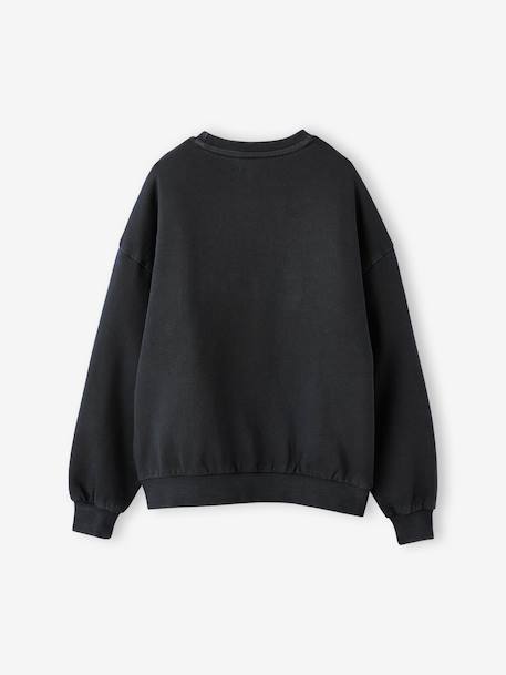 Oversized Leopard Print Slogan Sweatshirt for Girls, JONEN anthracite+bordeaux red 
