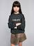 Oversized Leopard Print Slogan Sweatshirt for Girls, JONEN anthracite+bordeaux red 