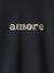 Oversized Leopard Print Slogan Sweatshirt for Girls, JONEN anthracite+bordeaux red 