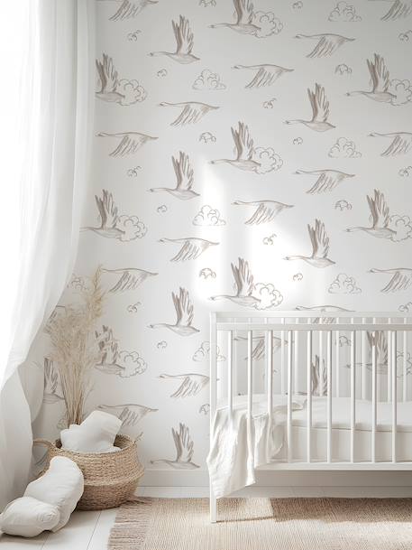 SWANS Wallpaper printed white 
