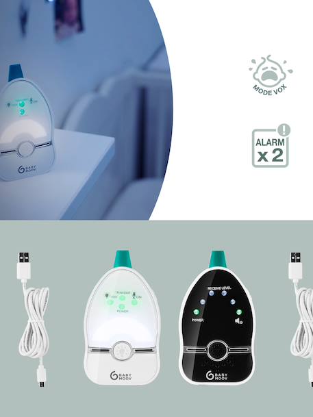 Easy Care Audio Monitor, 500 m Range, by BABYMOOV White 