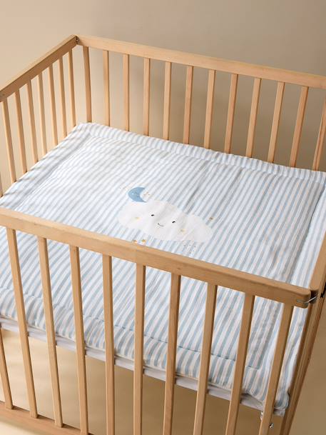 Cotton Muslin Blanket / Play Mat, IN THE CLOUDS striped blue 