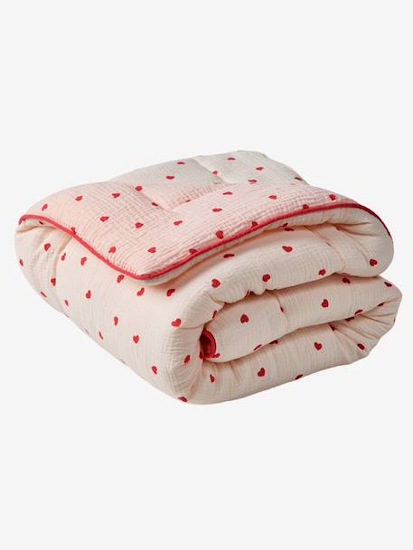 Floor mattress / Play mat in cotton muslin MON COEUR printed pink 