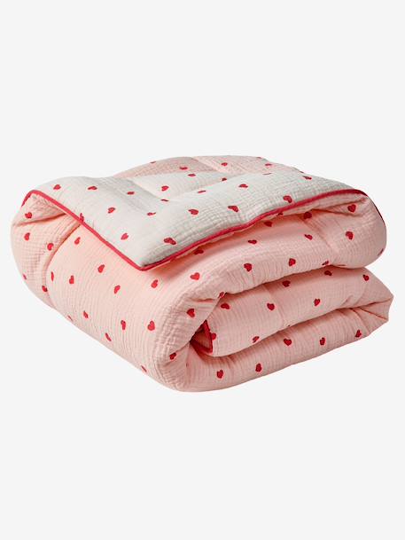 Floor mattress / Play mat in cotton muslin MON COEUR printed pink 