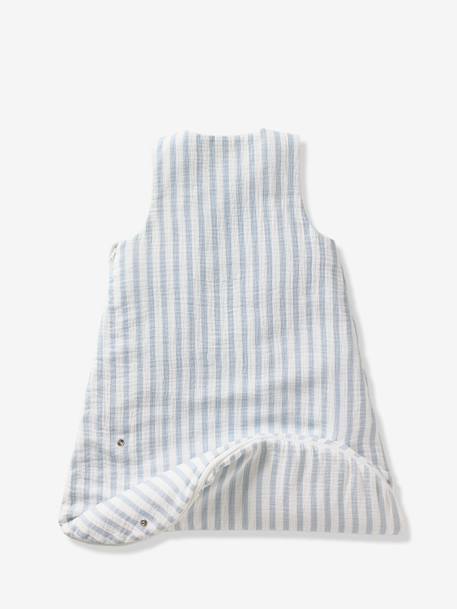 Sleeping Bag in Cotton Muslin for Babies, IN THE CLOUDS striped blue 