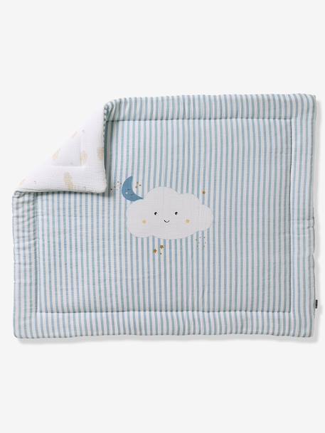 Cotton Muslin Blanket / Play Mat, IN THE CLOUDS striped blue 