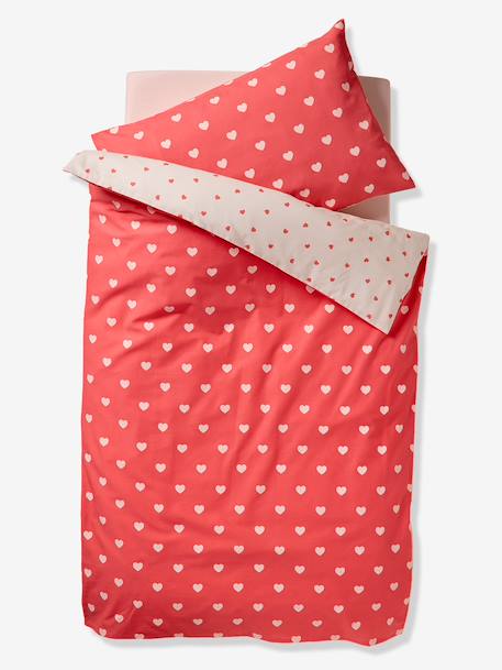 Duvet cover set + pillowcase MY HEART printed pink 
