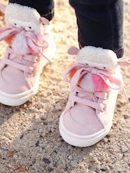 Shoes-Baby Footwear-Baby Girl Walking-High Top Trainers for Baby Girls with 3 Pompons