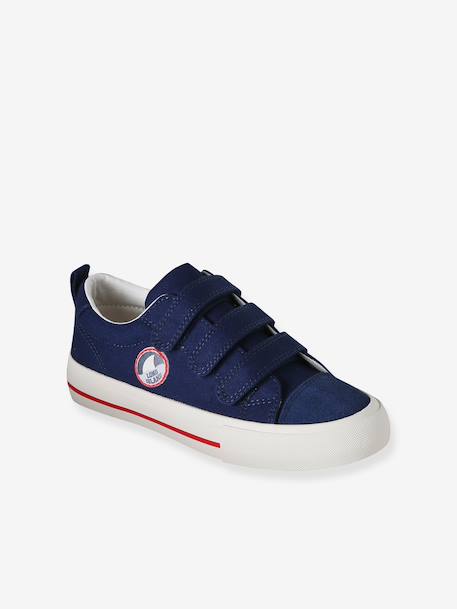 Synthetic trainers with touch 'n' close fastening for children ecru+navy blue 
