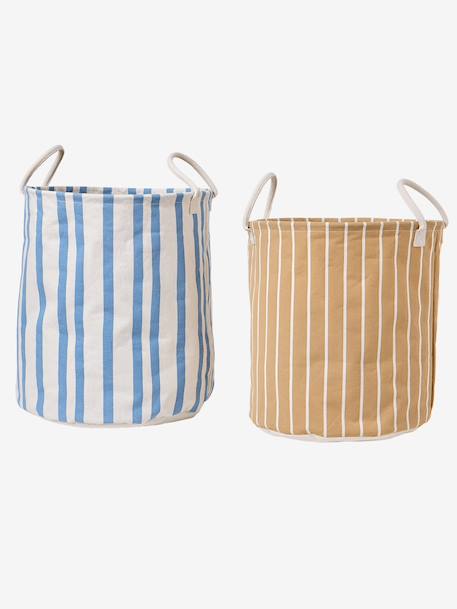 Pack of 2 storage baskets striped beige 
