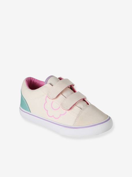 Girl's synthetic trainers printed beige 