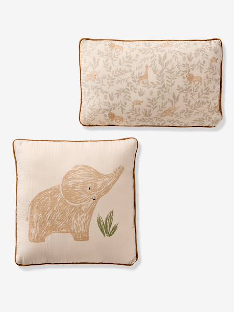 Pack of 2 BABYLON cushions in cotton gauze beige 