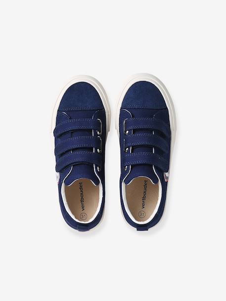 Synthetic trainers with touch 'n' close fastening for children ecru+navy blue 
