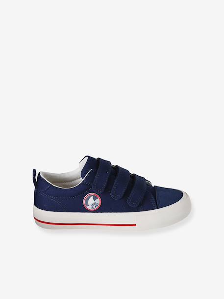 Synthetic trainers with touch 'n' close fastening for children ecru+navy blue 
