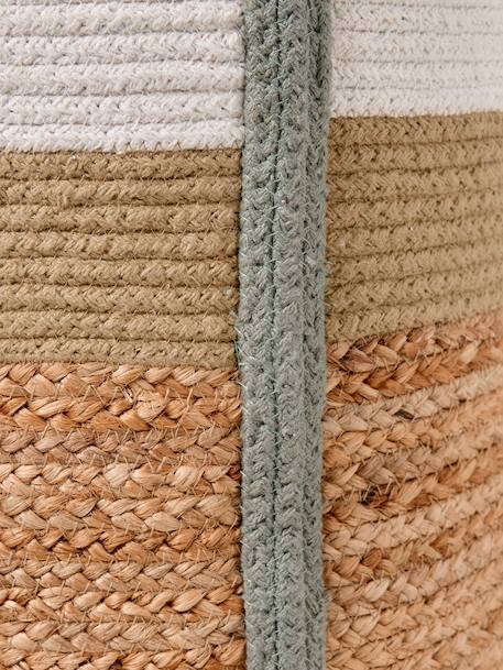 Tricolour jute storage basket green 