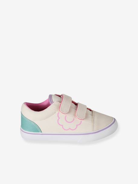 Girl's synthetic trainers printed beige 