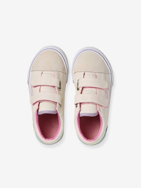 Girl's synthetic trainers printed beige 